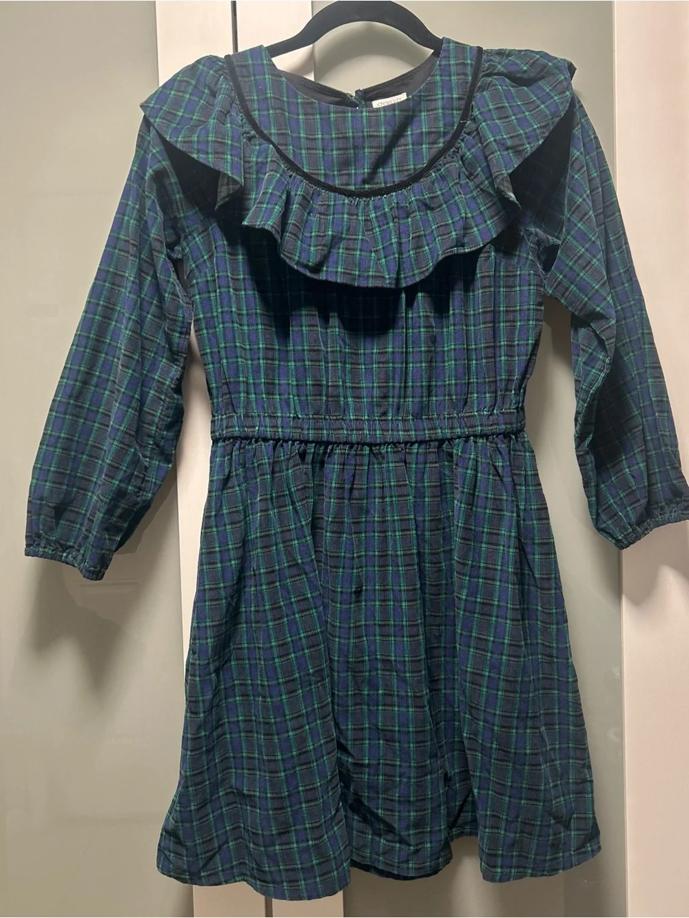 J.Crew crewcuts girls' Corduroy dress features a festive plaid pattern Size 12